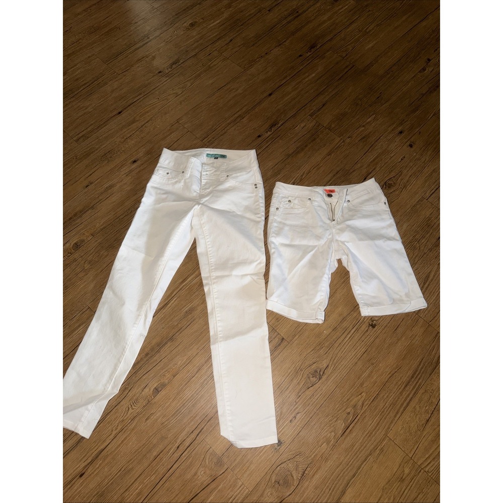 YMI Jean & Shorts Size 0 White Wanna Betta Butt Lot Of 2 Womens Cotton Y2K P
